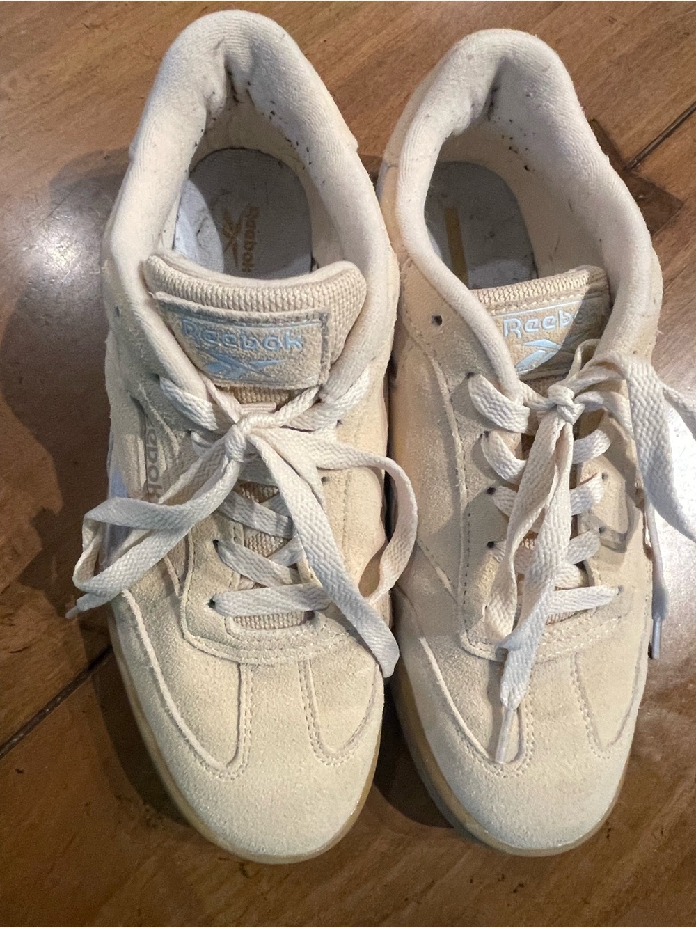 Reebok Women’s Beige Suede Lace-Up Sneakers